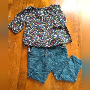 Genuine kids mushroom top and pants set EUC 3T
